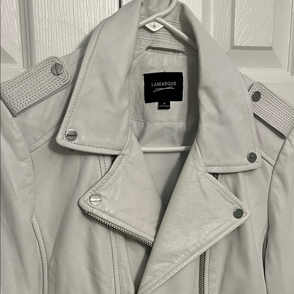 Lamarque White Leather Jacket Medium - image 2